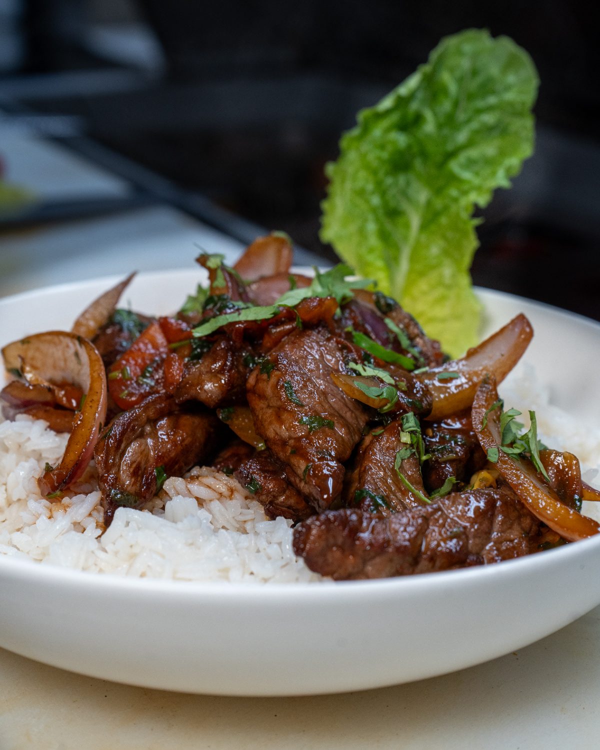 Braised beef over rice